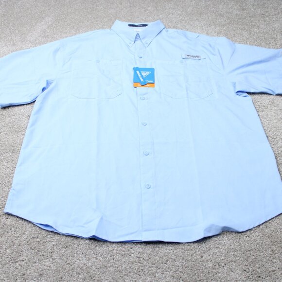 Columbia PFG Shirt NWT Mens Large Blue Tamiami II Fishing Performance S/S Button - Picture 3 of 16